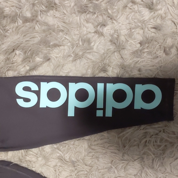 Adidas Climalite Cropped Teal and Black Athletic Leggings - Picture 3 of 7